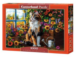 Obrázek z Puzzle kočka v obležení květin 1000 dílků 